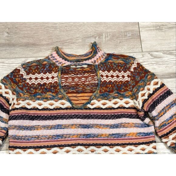 Gimmick The Buckle Mixed Yarn Reversible Mock Neck Keyhole Sweater S - Picture 6 of 12